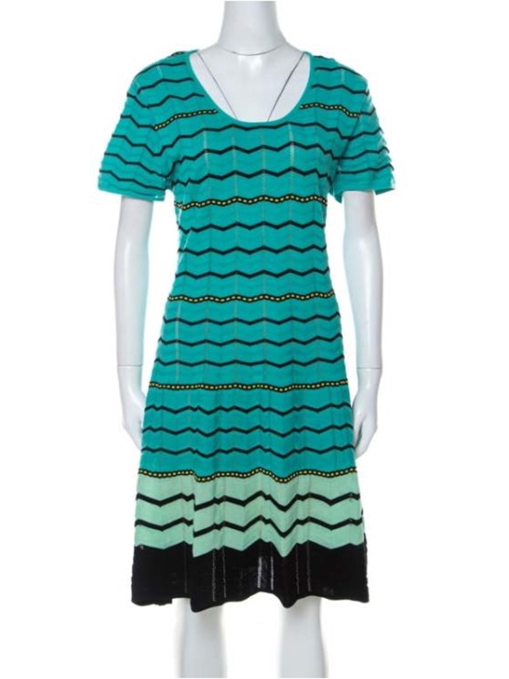 M Missoni perforated knit teal chevron mini dress